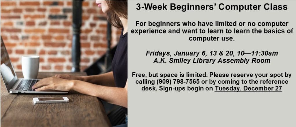 Beginners' Computer Class | A.K. Smiley Public Library