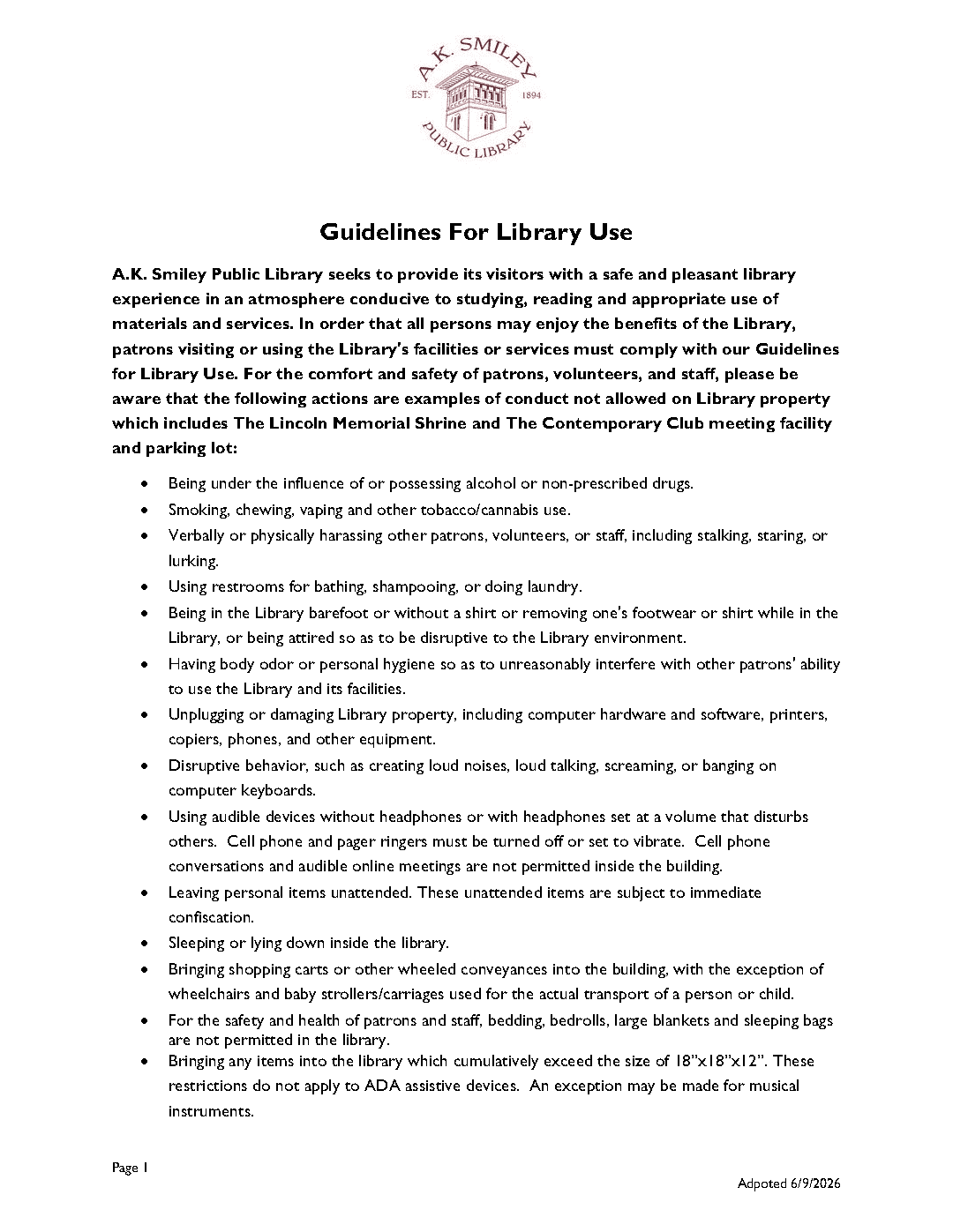 Guidelines for library use